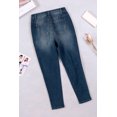 thumbnail image 2 of ABPHQTO Jeans ajustados al tobillo rasgados con cintura alta y botón azul para mujer, 2 of 5