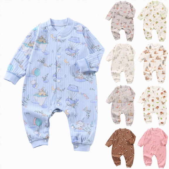 sdbrld Sleepers for Baby Boy Newborn Pajamas Long Sleeve Romper Jumpsuit Infant Clothes Boys 3-24Months Bodysuit Fall Winter Sky Blue Sizes 6-9 Months