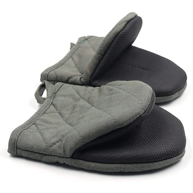 Paquete de 2 guantes de horno pequeños resistentes al calor, soporte antideslizante para ollas de cocina, microondas y hornos