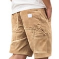 thumbnail image 4 of Mens Corduroy Shorts Casual Elastic Waistband Big and Tall Shorts Solid Color Lightweight Work Short with Pockets Brown M, 4 of 4