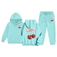 thumbnail image 2 of Little Girls Outfits Sets Boys Long Sleeve Solid Warm Hoodie Pullover Tops Pants Kids Sweat Suit Cute Girls' Fall Clothing Sets Blue Size 6-7T, 2 of 7