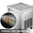 VEVOR Commercial Ice Roll Maker, 1800W Fried Yogurt Cream Machine, Fried Ice Cream Roll Machine with 19.7-inch Square Pan, 2 Defrost Methods (Button & Pedal), Perfect for Bars, Cafes Dessert Shops