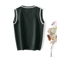 thumbnail image 6 of Husipze Kids Preppy Sweater Vest Sleeveless Solf Cozy Stretchy Knit Pullover Classic Layering V-neck Warm Top for Fall Winter Green 13-14 Years, 6 of 7