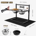 thumbnail image 3 of Elevated Dog Bowls with Slow Feeder and Spill Proof Mat, Adjustable Height 4.3-11.8'', Two 1.7L Stainless Steel Food & Water Bowls, Metal Raised Dog Bowl Stand, for Large Medium Breeds, 3 of 7