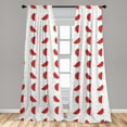 thumbnail image 4 of Ambesonne Watermelon Curtains, Fruit Slices Artwork, Pair of 28"x63", Dark Coral and Lime Green, 4 of 4
