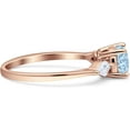 thumbnail image 6 of Three Stone Ring Kite Shape Aquamarine Cubic Zirconia Rose Tone 925 Sterling Silver, Size 9, 6 of 7