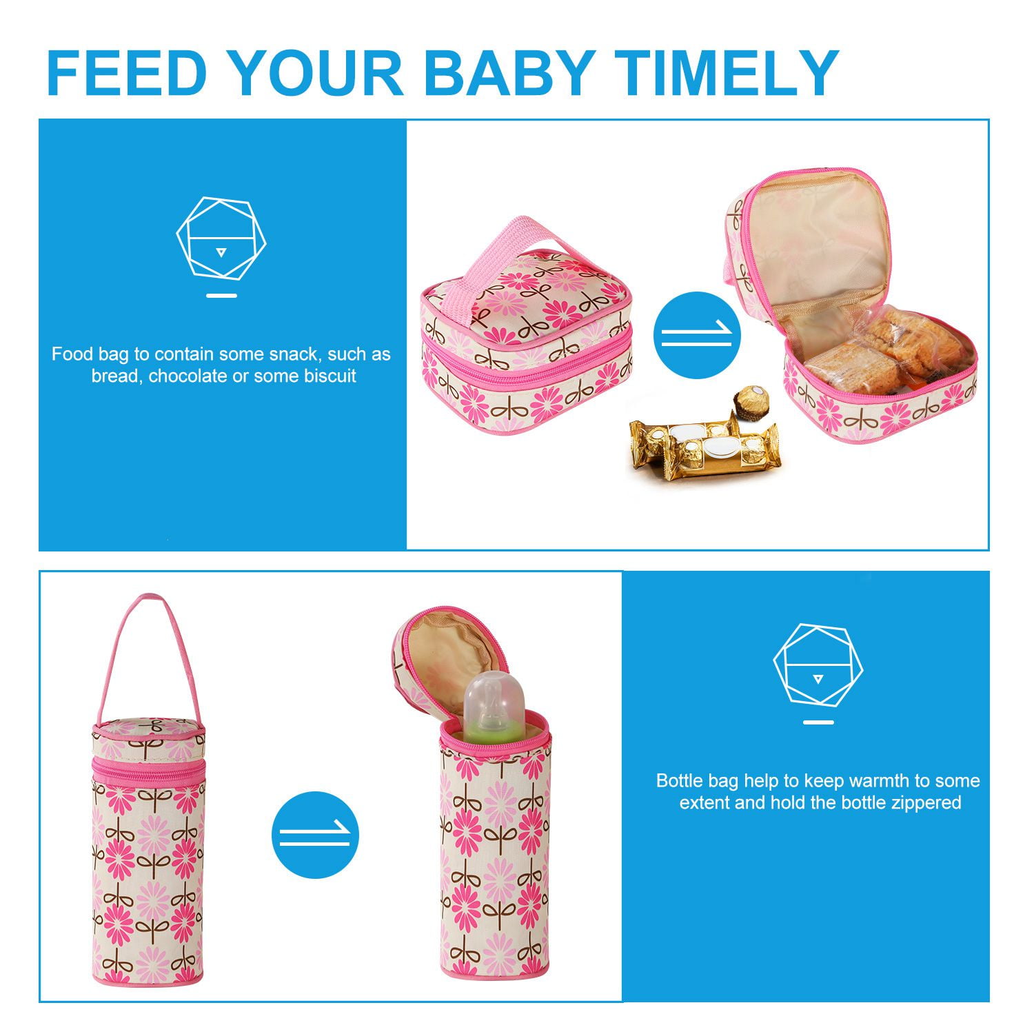 Moclever 5Pcs Mummy Diaper Tote Baby Bags Set Dad Diaper Shoulder Bags With Nappy Changing Pad Pockets Travel Tote Bags Pink