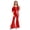 Red, variant on Girls Metallic Flared Pants Jumpsuit Spaghetti Straps Hippie Dance Full Body Unitard Performance Red 10