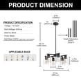 thumbnail image 5 of YANSUN 27 in 6-Light Matte Black Modern Chandeliers, Hanging Lighting Fixture with Clear Glass Shade for Kitchen Island living Room, E26 Bulb Base, 5 of 8