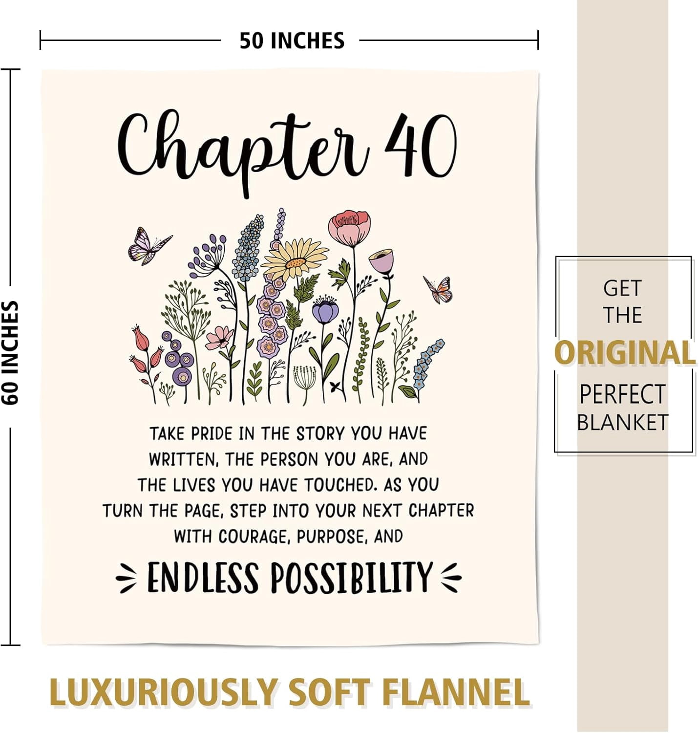 40th Birthday Gifts Women, Chapter 40 Blanket Gift for Her, 40 Year Old Birthday Gifts for Women, Friend, Sister, Mom, 1985 Bday Gift, Turning 40 Throw Blankets
