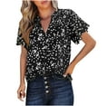 thumbnail image 5 of Otvok Summer V-Neck T-Shirts for Women Print Short Sleeve Polyester Casual Blouse Tops, 5 of 6