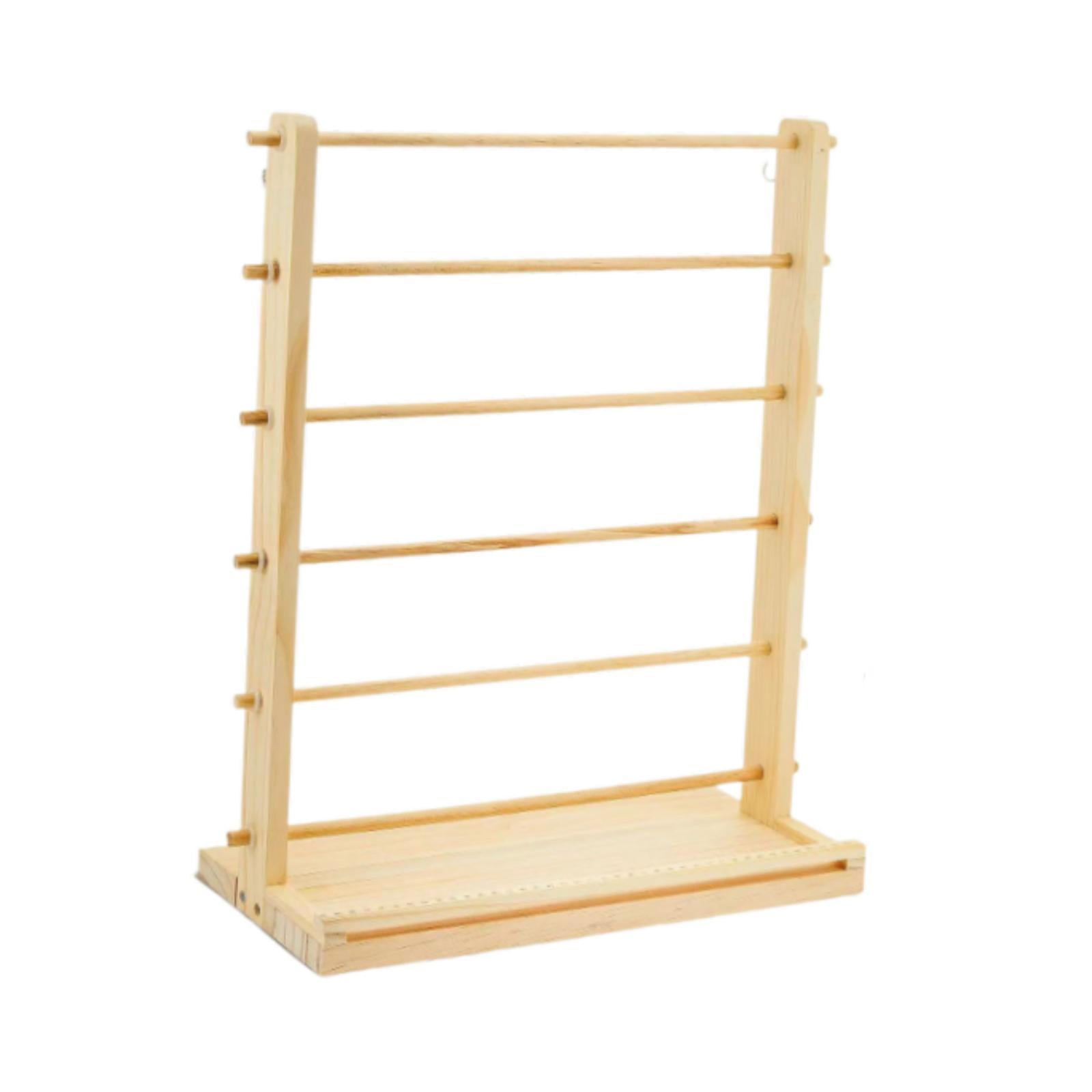 GUOOL Wood Ribbon Organizer Craft Ribbon Storage Portable Yarn Storage Shelf Tabletop 6 Tier Ribbon Rack for Craft Room Retail Shop