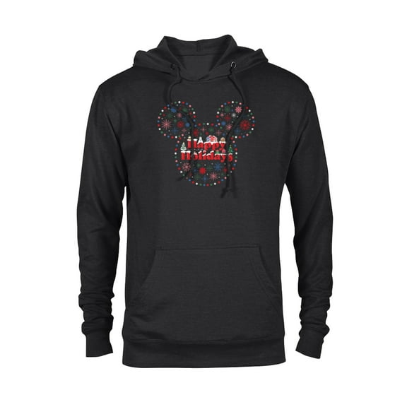 Disney Mickey Mouse Icon Christmas Lights Happy Holidays - Pullover Hoodie for Adults - Customized-Black