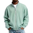 thumbnail image 2 of Men Vertical Rib Knit Jackets Liweisiy Full Zip Stand Collar Oversized Long Sleeve Coat Casual Cardigan Coat Green M, 2 of 8