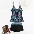 thumbnail image 4 of Generic Women Plus Size Swim Suits Printing Modest Ruched Swimsuits Two Piece Tankini Tops with Shorts Swimwear, 4 of 5