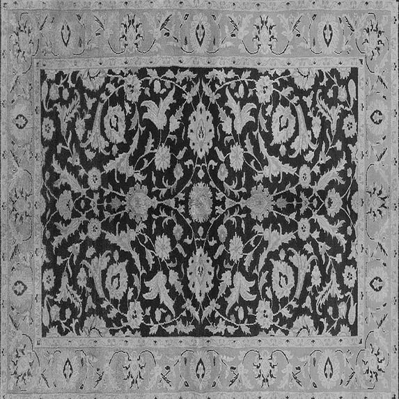 Ahgly Company Indoor Square Oriental Gray Industrial Area Rugs, 7' Square