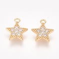 thumbnail image 1 of 2 colgantes de estrella de latón con circonitas cúbicas transparentes chapados en oro auténtico de 18 quilates, 1 of 2