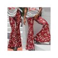 thumbnail image 4 of FEORJGP Women High Waist Long Pants Ethnic Style Floral Print Flare Pants Ladies Slim Ugly Funny Trousers Spring Summer Casual Sweatpants Bottoms Streetwear, 4 of 5
