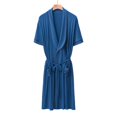 thumbnail image 2 of JTieacloth Soft Loose Sleepwear Male Casual Nightgown Solid Color Homewear Short Sleeve Half Waist Tie Robe Blue, 2 of 6
