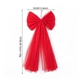 thumbnail image 2 of Hovilon Christmas Tree Topper Bow - Red Snow Lace Mesh Netting Ribbon Large Flowing Decoration for Indoor Holiday Tree, Fireplace Door Wall Winter Xmas Party Home Decor Supplies Polyester, 2 of 6
