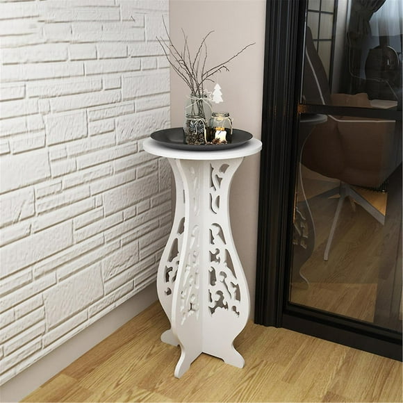 Small Wooden Round Side Table Beside Tea Coffee Lamp Plant Rack Stand Room Decor