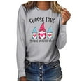 thumbnail image 2 of EQWLJWE Valentine's Day Sweatshirt for Women, Gnome Graphic Plaid Shirts Long Sleeve Crewneck Holiday Pullover Tops, 2 of 4