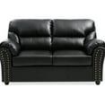 thumbnail image 2 of Chic Black Love Seat With Padded Luxury And Design: 36" High X 60" Wide 34" Deep, Foam Filled, Pu, Quick To Assemble, Enticing For Two Modern Living Area Style : Height, Width, Depth, Assembly,, 2 of 3
