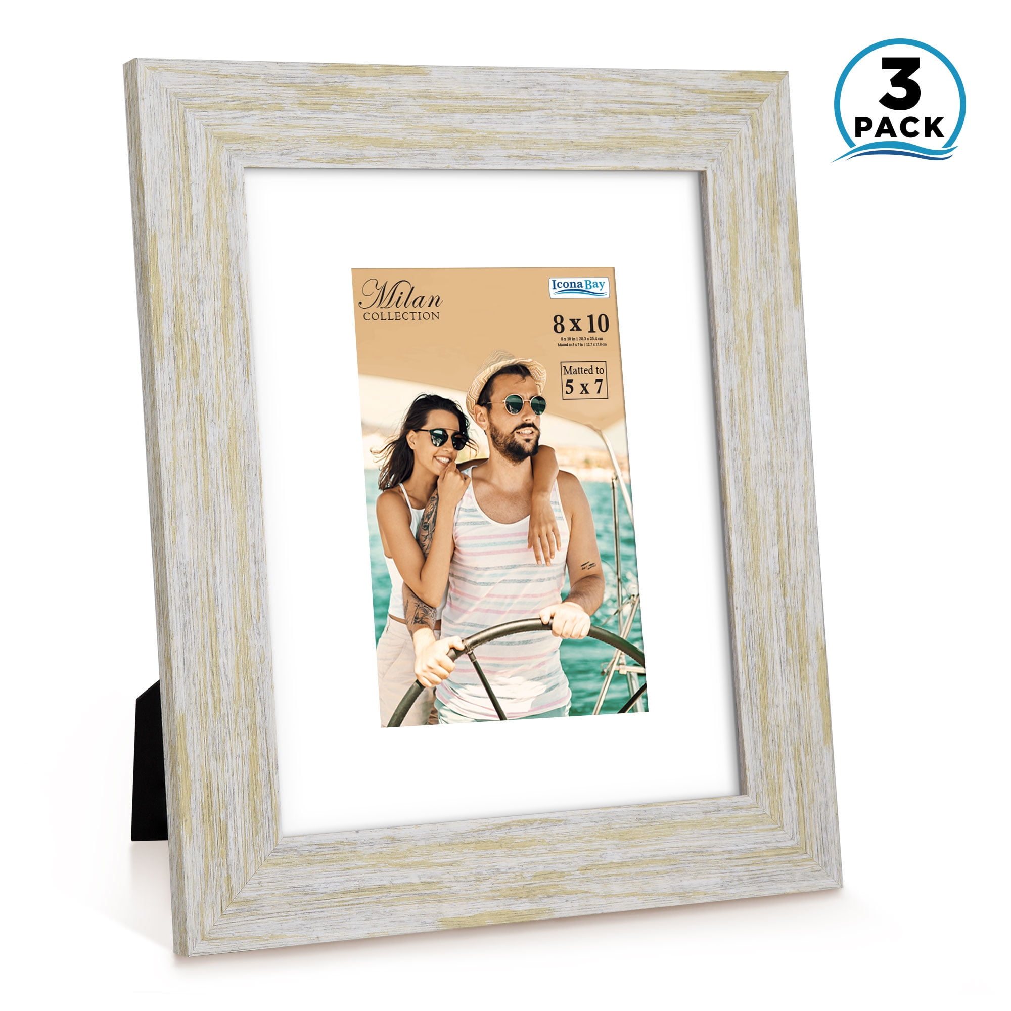 Icona Bay 8x10 Weathered White Picture Frames, Modern Farmhouse Style