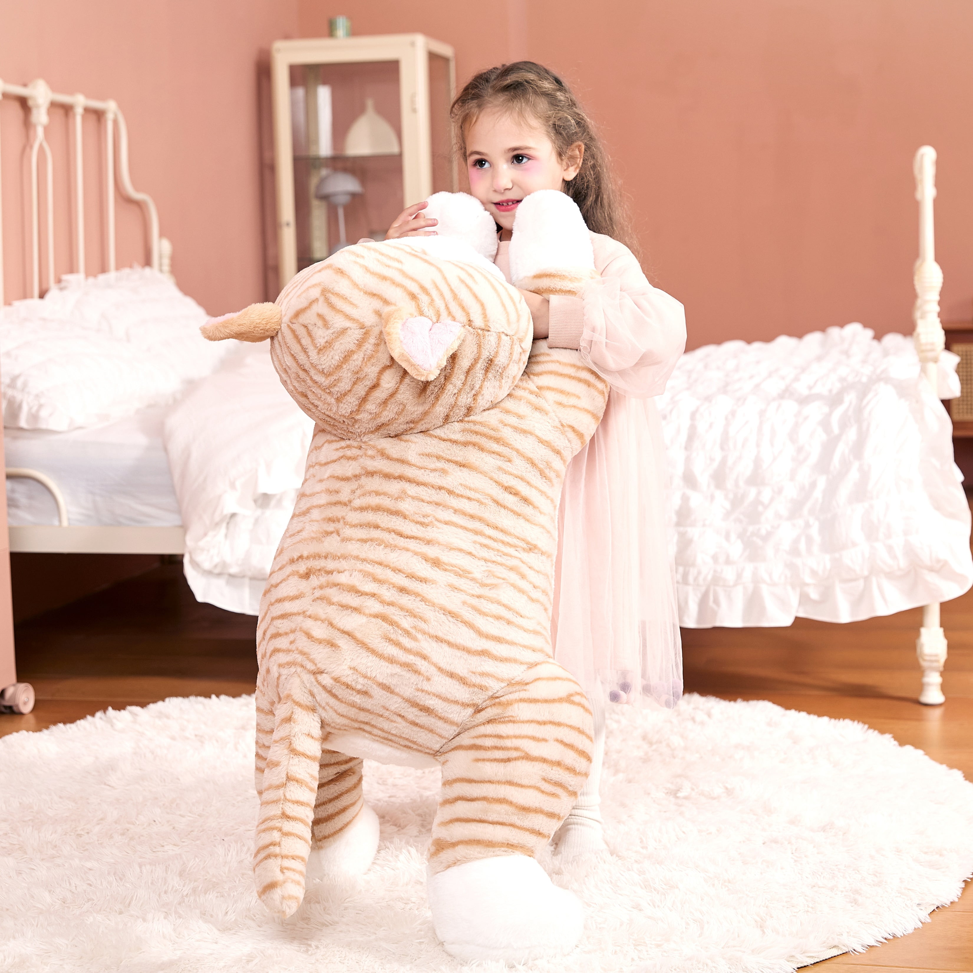 IKASA Giant Cat Stuffed Animal Plush Toy,Large Jumbo Kitten 30" Orange Huge Cute Soft Toys,Big Size Plushy Fluffy Fat Oversized Plushie,Gifts for Kids Girls Boys Girlfriend Children
