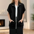 thumbnail image 2 of Women's Lapel Zip Thread Pocket Sleeveless Oversized Cardigan Sweatshirt Casual Comfortable Lightweight Fashion Outerwear, 2 of 2