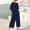 A493 Navy, variant on Xdegoge Linen Two Piece Lounge Sets for Women Casual Short Sleeve Asymmetrical Top and Cropped Wide Leg Pants Outfit Loose Fit Drawstring Waist Trousers Flowy Summer Activewear