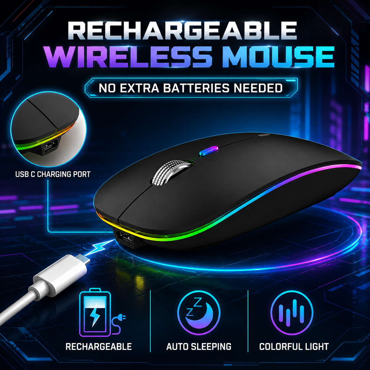 VerdeVida Wireless Bluetooth Mouse, Rechargeable, Silent photo 3