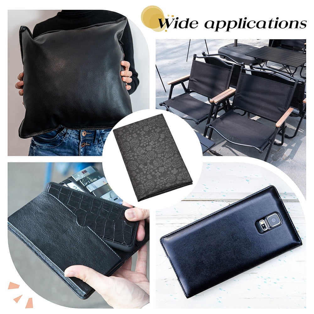 1 Yard Flower Pattern Imitation Leather Fabric Bags Shoes and Clothing Accessories Dark Gray 1370x0.7mm