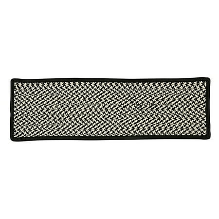 Colonial Mills Outdoor Houndstooth Tweed Braided Black Area Rugs 8"x28" (SET 13)