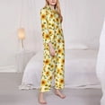 thumbnail image 3 of Honeii European-style Pattern Sunflower print Women's Pajama Sets Long Sleeve Button Down Sleepwear Nightwear Soft Pjs Lounge Sets-Large, 3 of 7