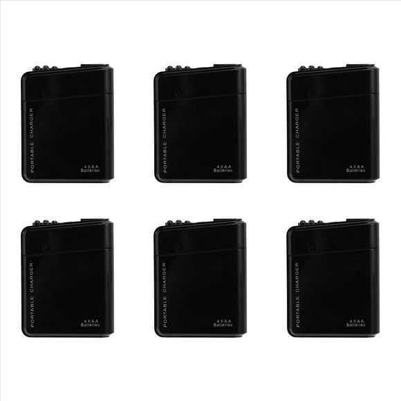 6piezas Negro 4x AA Bateria Portatil Cargador de Potencia de Emergencia USB para Telefono Celular
