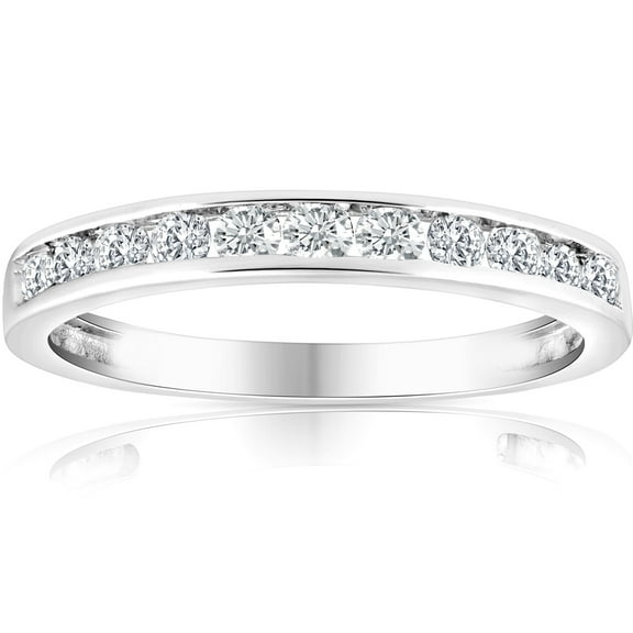 Pompeii 1/2 Ct Diamond Channel Set Wedding Ring 10k White Gold (K-L,I2-I3)