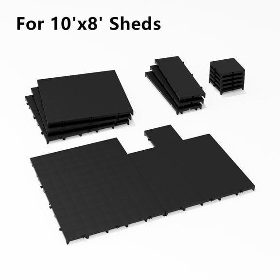 ASJMR Plastic PVC Floor Tiles, 8"x10" Waterproof Outdoor Floating Floor, Damp-Proofing Interlocking Tiles for Outdoor Sheds, Patio, Backyard, Black
