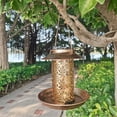 thumbnail image 2 of Lámpara LED Solar para comedero de pájaros, luz para paisaje de jardín y patio al aire libre, lámpara hueca de hierro forjado antiguo, contenedor para comedero de pájaros, 2 of 5