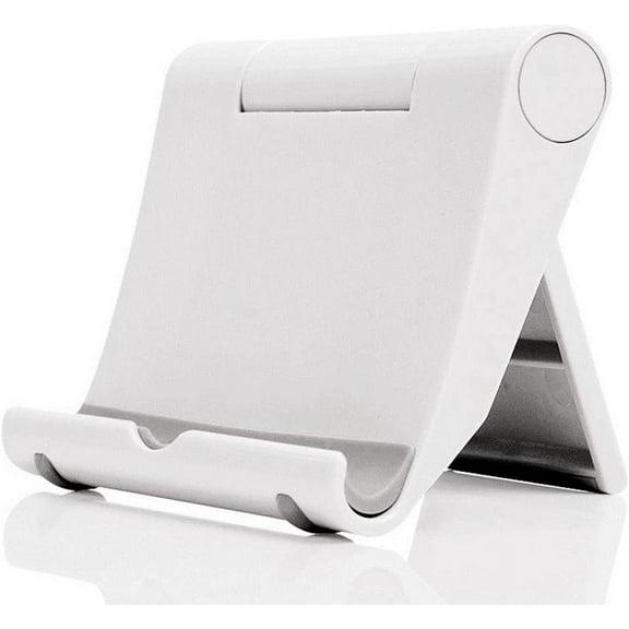 Cell Phone Stand for Desk, Foldable Mobile Holder, Multi-Angle Universal Adjustable Tablet Stand Compatible With Most Phones and Tablets (White)