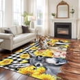 thumbnail image 3 of 5x7 Washable Area Rug, Farm Non-Slip Large Rectangle Rug for Living Room Bedroom, Vintage Farmhouse Donkey Pig Cow Sunflower Leaf Wood Fence Black Plaid Indoor Floor Mat for Home Decor, 3 of 9