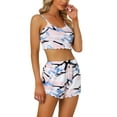 thumbnail image 4 of INSPIRE CHIC Women's 3 Pcs Pajamas Cami Shorts Long Pants Sleepwear Loungewear Pajama Sets S Blue, 4 of 5