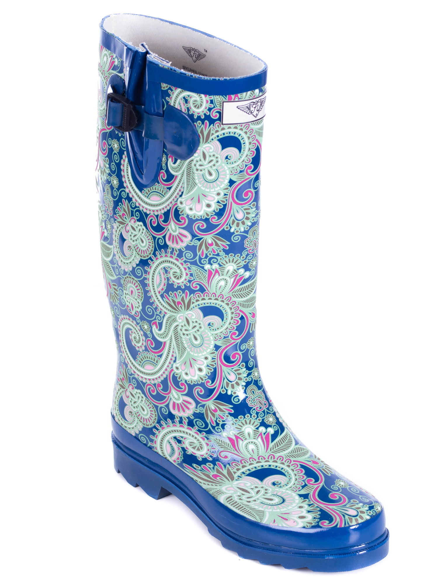 Women Rubber Rain Boots with Cotton Lining, Blue Dream Matte Design ...