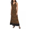 Michael Kors Women's Embellished Zebra-Print Maxi Dress Brown Size Extra Small