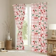 thumbnail image 3 of Cute Cherry Curtains & Drapes Pink White Fruit 30%-50% Blackout Curtains for Living Room, Kawaii Curtains Youth,Geometric Grid Plaid Window Treatments 42Wx90L, 3 of 5