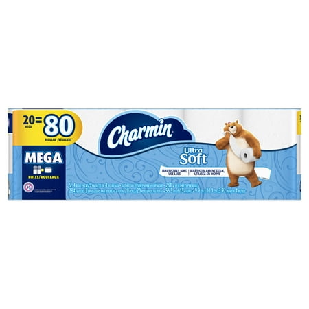 Charmin Ultra Soft Toilet Paper, 20 Mega Rolls (= 80 Regular