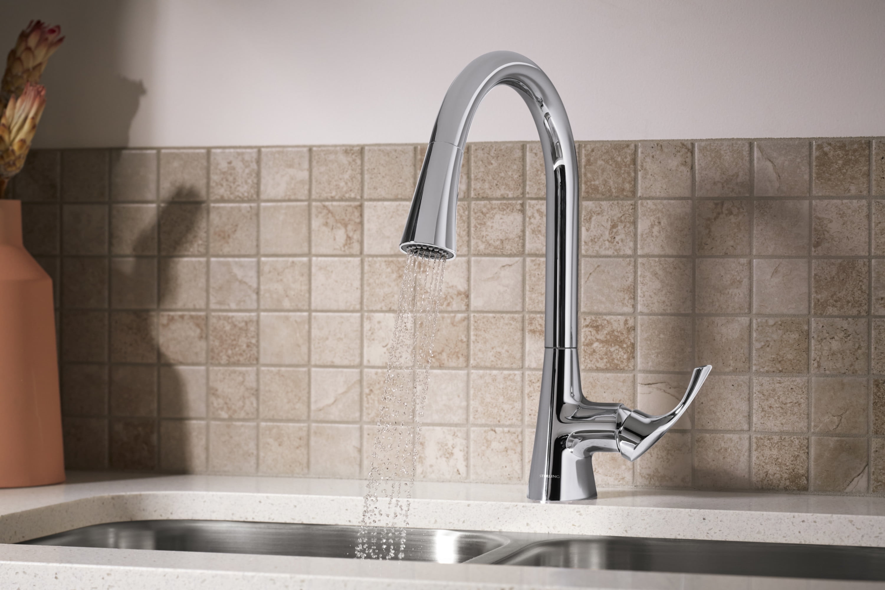 Sterling 24276 Valton 1.5 GPM Single Hole Pull Down Kitchen Faucet - Vibrant Stainless