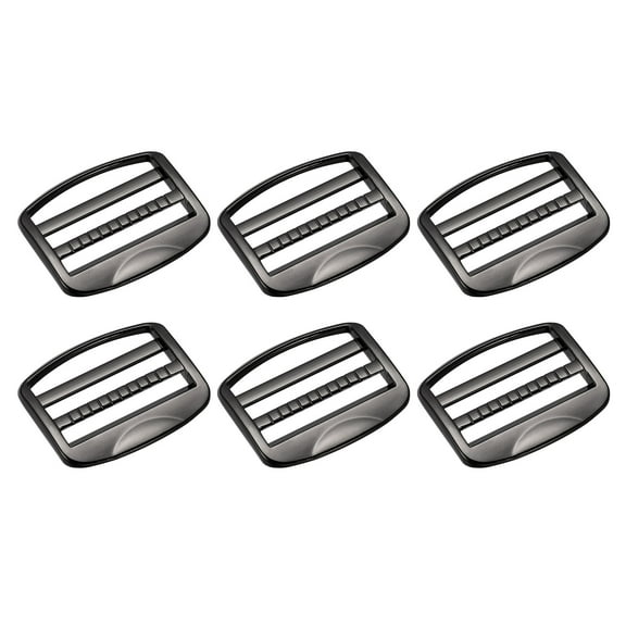 Metal Ladder Buckle Slider Tri-Glider Metal Adjustable Buckles, 6 Pack 38mm Inner Width, Gun-black