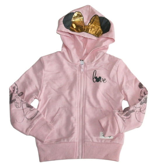 Disney Mickey and Minnie Mouse Toddler Girl's Love Pink Zip-Up Hooded Jacket Size 2T