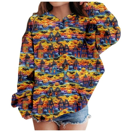 

Toddler Girl s Halloween Hoodie Children Graphic Sports Hooded Sweatshirt Pullover Top